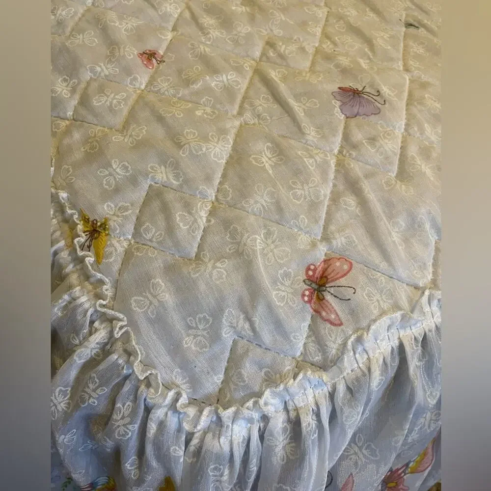 70s fairycore butterfly bedspread floral